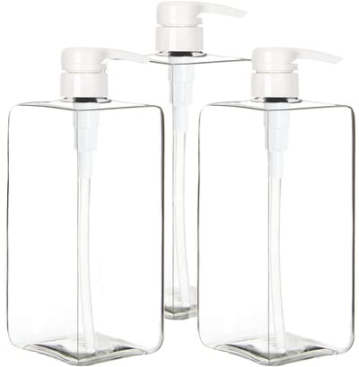 Unyqoos ® Stijlvolle Set van 3 Herbruikbare Pompflessen voor Shampoo en Lotions, 1 Liter, Voor Keuken en Badkamer