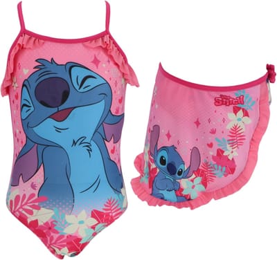 Lilo & Stitch Badpak met Sarong - Maat 110/116 - Roze - Bikini Meisjes
