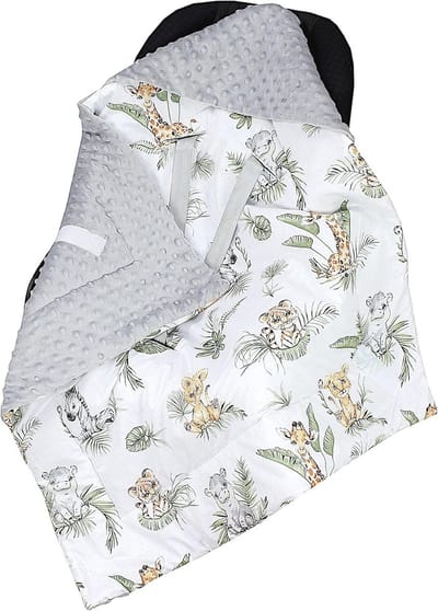 Baby Wikkeldeken - Babydeken Inbaker - Warm Houden - Praktische Klittenbandsluiting - 75 x 75 cm - Safari Leeuw