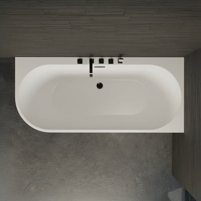 SPALINA - Vrijstaand bad - Capri 170 droite noire + robinetterie noire mate, 170 x76 x58 cm, Zwart