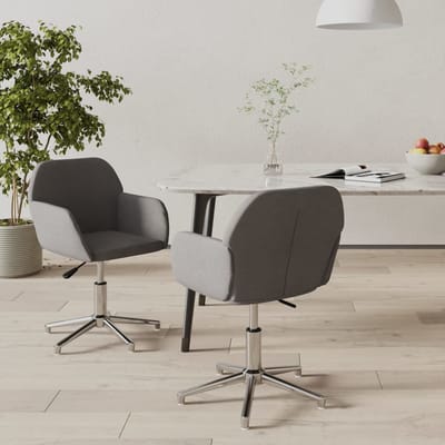 vidaXL - Eetkamerstoelen - draaibaar - 2 - st - stof - lichtgrijs