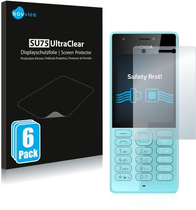 Savvies - Screenprotector voor Nokia 216 - Folie Beschermfolie transparant 6 Stuks