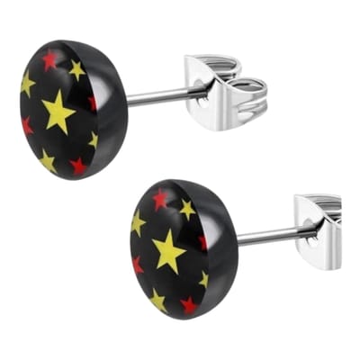 Aramat Jewels | Oorbellen | Stijlvolle Stalen Logo Oorbellen | 7mm / Sterretjes | |7mm | Staal | Kinderen, Volwassenen | Verkleurd niet