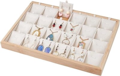 Sieraden Organizer - Display Lade - Stapelbaar - 24 Roosters - Ketting Opslag - Oorbel Display - Verwijderbare Verdelers - Geschikt voor Ringen - Armband - Verkoop Display - Hanger Showcase
