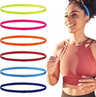 Dunne Sporthoofdbanden Set van 6 Stuks - Antislip, Elastisch en Comfortabel voor Dames, Heren en Kinderen in 6 Kleuren