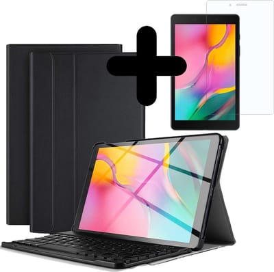 Hoes - Geschikt voor Samsung Galaxy Tab A 8.0 (2019) - Met Screenprotector - Toetsenbord Case - Keyboard Book Cover - Hoesje - Zwart