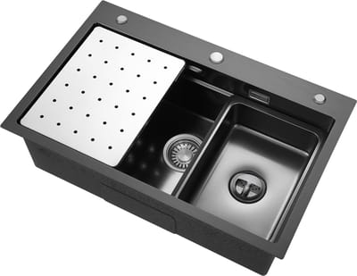 Cecipa Max Spoelbak keuken - 70×45 cm - RVS - Inclusief Ontdooiplaat & Binnenbak - Opbouw/Inbouw - Eenvoudige installatie - Nano Antibacterieel - Antraciet
