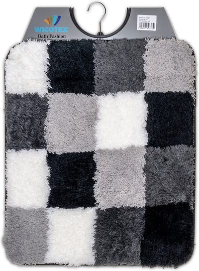 Wicotex - Bidetmat - WC mat - Toiletmat blokken Wit Grijs Zwart - Badmat - Antislip onderkant - Afmeting 50x60cm