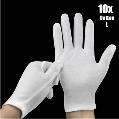 Witte Katoenen handschoenen L - 10stuks/5Paar Beschermende Handschoenen - Gezondheidszorg - Ziekenhuis - Beauty Center - Kapper - Salon Spa Tattoo – Jewelry - Eczeem - Allergie - Handcreme - juweliers - Munt handschoen