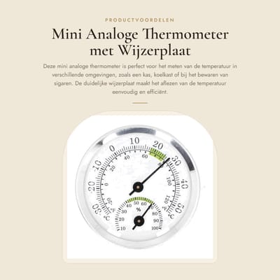 Dailygoods - Mini Analoge Thermometer met Wijzerplaat voor Diverse Toepassingen