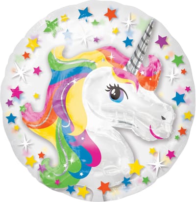 AMSCAN - Aluminium eenhoorn ballon 60 x 60 cm rond regenboog