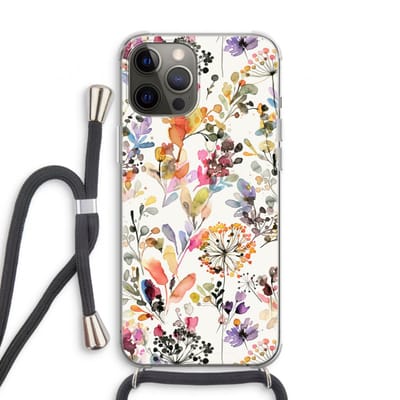 Case Company® - Hoesje met koord geschikt voor iPhone 12 Pro hoesje met Koord - Wilde grassen - Telefoonhoesje met Zwart Koord - Bescherming aan alle Kanten en Over de Schermrand