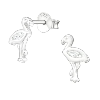 Princess Oorbellen Flamingo - 925 Zilver E-Coating - Dier - 10x6mm
