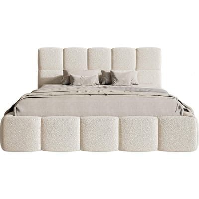Selsey - Cloudy - Gestoffeerd bed met opbergruimte - 180x200 cm - lichtbeige