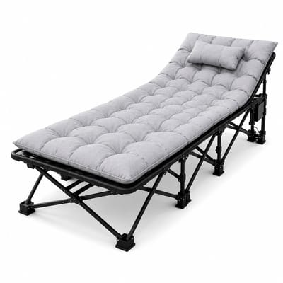 DreamGoods Veldbed met Matras - Opvouwbaar Campingbed - Inklapbaar Logeerbed Volwassenen - 190x80 cm - Duty Stretcher - Verstelbare Rugleuning - Kamperen - Veldbed 2 personen - Veldbed XXL
