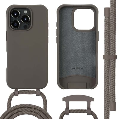 imoshion Hoesje - Geschikt voor iPhone 16 Pro Max - Color Backcover met afneembaar koord geschikt voor MagSafe - Black Coffee