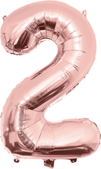 Cijfer ballon | Folieballon | Afmeting: 40cm | Kleur: Rose goud | Cijfer: 2