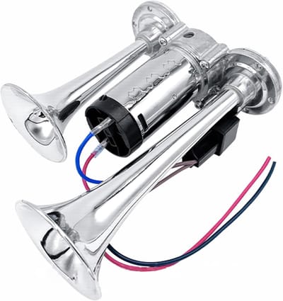 Luchthoorn Vrachtwagen - Trein Hoorn - Verkeersveiligheid Verhogen - Dubbele Luidspreker Ontwerp - 21.5 cm - Zilver