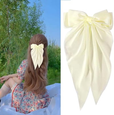 Dailygoods- Haarspeld Grote Strik - Haarspeldjes Dames - Haarspeldjes Meisje - Haarklemmen - Haarklem Met Veer - Geschikt Voor Dik/Dun Haar