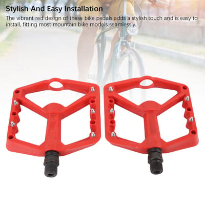 Fietspedalen Nylonvezel Dubbel Lager Antislip Lichtgewicht Plat Platform Fietspedalen voor Mountain red