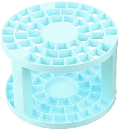Kwasthouder, kwast opbergorganisator met 49 gaten, ronde plastic opbergstandaard voor op het bureau voor kunstenaars, make-up en potloden, blauw