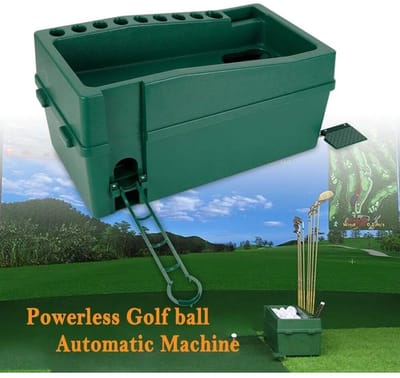 Sensova - Automatische Golfbal Dispenser Machine met Voetpedaal - Golf Tee Apparaat voor 100 Golfballen - Opvouwbare Railhouder - Verstelbare Golf Tees - Ideaal als Golf Accessoire voor Driving Range, Indoor Training en Oefenruimte