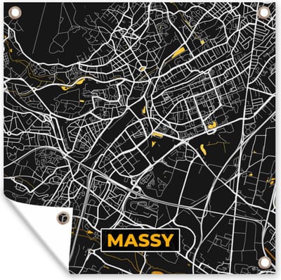 Tuin poster Kaart – Stadskaart – Massy - Plattegrond – Frankrijk - 200x200 cm - Tuindoek