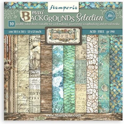 Stamperia - Songs of the Sea Maxi Background 12x12 Inch Paper Pack (SBBL142)