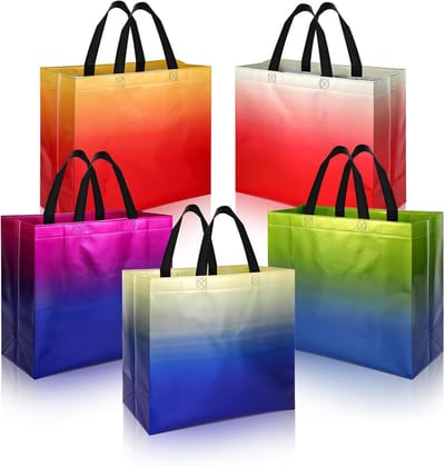 Cadeautasjes met handvat, herbruikbare zakjes met kleurverloop voor verjaardagszakjes, bruiloft, afscheidszakje, vliesstof, geschenkverpakking