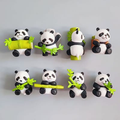 TLVX 8 stuks 3D Pandabeer Magneten / Leuke Koelkast Magneten / Sterke Foto Magneet / Vrolijke Speel- en Leer Magneten / School / Whiteboard / Bamboe Beren / Boodschappenlijst / Notitie / Memo bord / Kantoor / Schoolbord / Magnetisch / Reuzenpanda