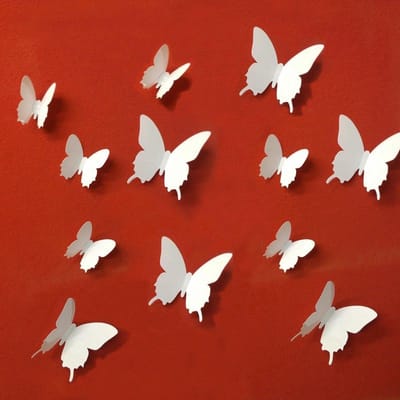 36 Stuks Combi Aanbieding Premium 3D Vlinders Muursticker / Muurdecoratie Voor Kinderkamer / Babykamer / Slaapkamer - Vlinder Sticker Wit - DisQounts