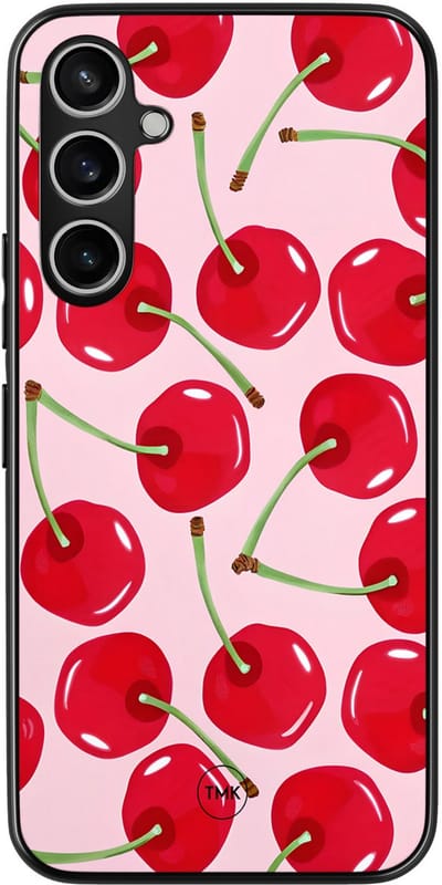 Hoesje geschikt voor Samsung Galaxy S23 FE - Sweet cherry - Roze - TPU case - Print - Hardcase zwart telefoonhoesje