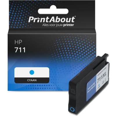 PrintAbout huismerk Inktcartridge 711 (CZ130A) Cyaan Geschikt voor HP