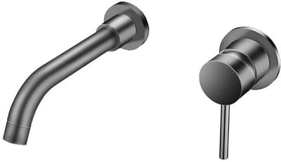 Wastafelkraan - Lonis - Inbouw - met Inbouwdeel - Waterbesparend - Gunmetal Grijs - PVD Coating