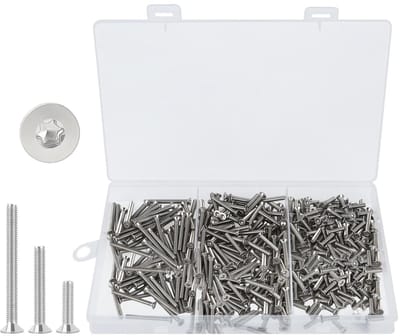 240 Stuks RVS Platte Hoofd Schroeven voor Meubels, Geschikt voor Houtbewerking en Elektronica, Ø 3.2x12 mm en 3.2x20 mm met Assortiment Doos