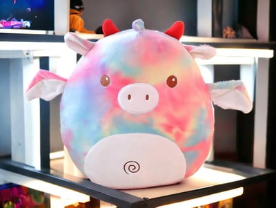 Klikkopers® - Kawaii knuffel - Squish Knuffel - 28 cm tot 32 cm - Vleermuis Squishy Tye-Dye - Kawaii Kussen - Vleermuis Knuffel