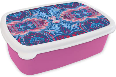 Broodtrommel Roze - Lunchbox - Brooddoos - Patronen - Bloem - Natuur - 18x12x6 cm - Kinderen - Meisje