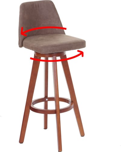 Set van 2 barkrukken MCW-C43, barkruk counter stool, hout textiel draaibaar ~ vintage bruin, lichtgekleurde poten