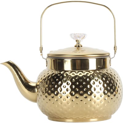 Bouilloire à thé de cuisinière Acier inoxydable Théière de cuisinière avec infuseur pour Maison Restaurant Hôtel 1.5L Diamond Pattern beige