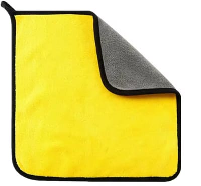 Microvezel auto poetsdoek - Microvezel Autodoek - Autopoetsdoek - 2 stuks - Schoonmaakdoek voor Auto - Microvezel doek - Droogdoek - 30/30 cm - Grijs/Geel - CHPN
