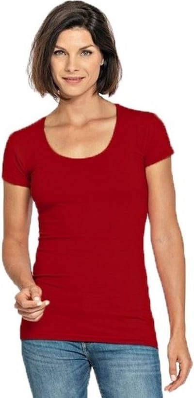 Lemon & Soda casual fashion t-shirt - bodyfit - dames - rood - ronde hals - korte mouwen - Dameskleding - basic shirts - katoen S
