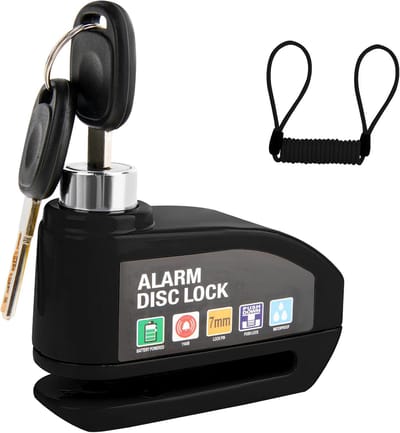 Schijfremslot met Alarm - Motorslot - Scooterslot - Motor Alarm Sirene - Remschijfslot 110 dB - 7 mm Pen - met Reminderkabel