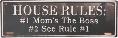 Clayre & Eef Tekstbord 39x13 cm Zwart Metaal Rechthoek House Rules Wandbord