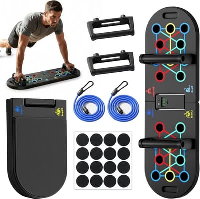 Push-up board voor heren, 20-in-1 trainingsapparatuur voor thuis, opvouwbare push-upstang voor op de vloer, draagbaar krachttrainingssysteem voor borst, armen, kern, fitnessapparatuur voor