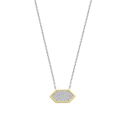 TI SENTO Dames Ketting - 925 zilver - Zirkonia met geel verguld - Maat 42 - 34040ZY