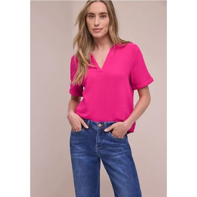 Blouse met korte mouwen in mousseline kwaliteit