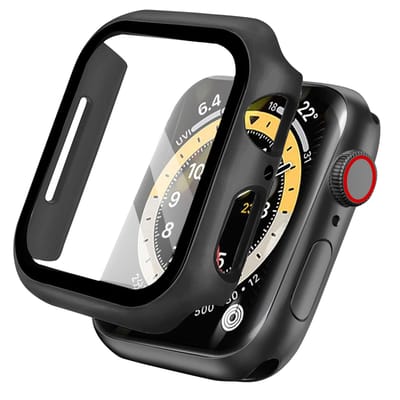 Screen protector - Geschikt voor Apple Watch 7 / 8 / 9 - 41 mm - Full Cover Hard Case / Beschermend Hoesje - Zwart
