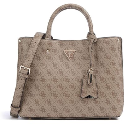 GUESS handtas schoudertas Meridian II Girlfriend Satchel Bag Latte Logo Lichtbruin