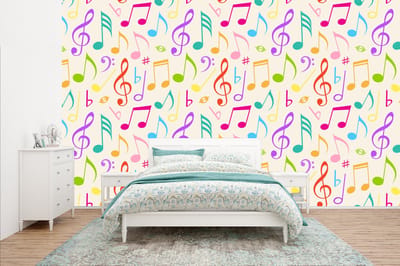 Behang - Fotobehang Muziek - Patronen - Regenboog - Breedte 400 cm x hoogte 240 cm