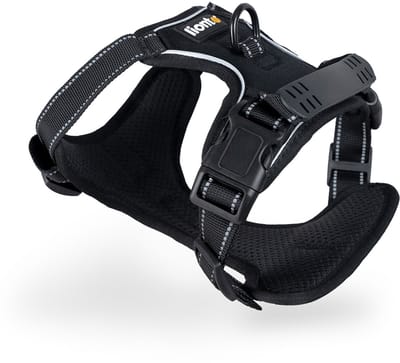 lionto anti-trek hondentuig, verstelbaar, reflecterend & ademend, zwart S